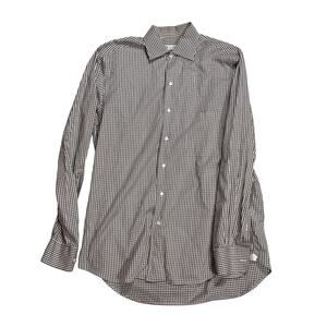 Loro Piana Plaid Brown Checked Button Down Dress Shirt Medium Cotton Italy EUC